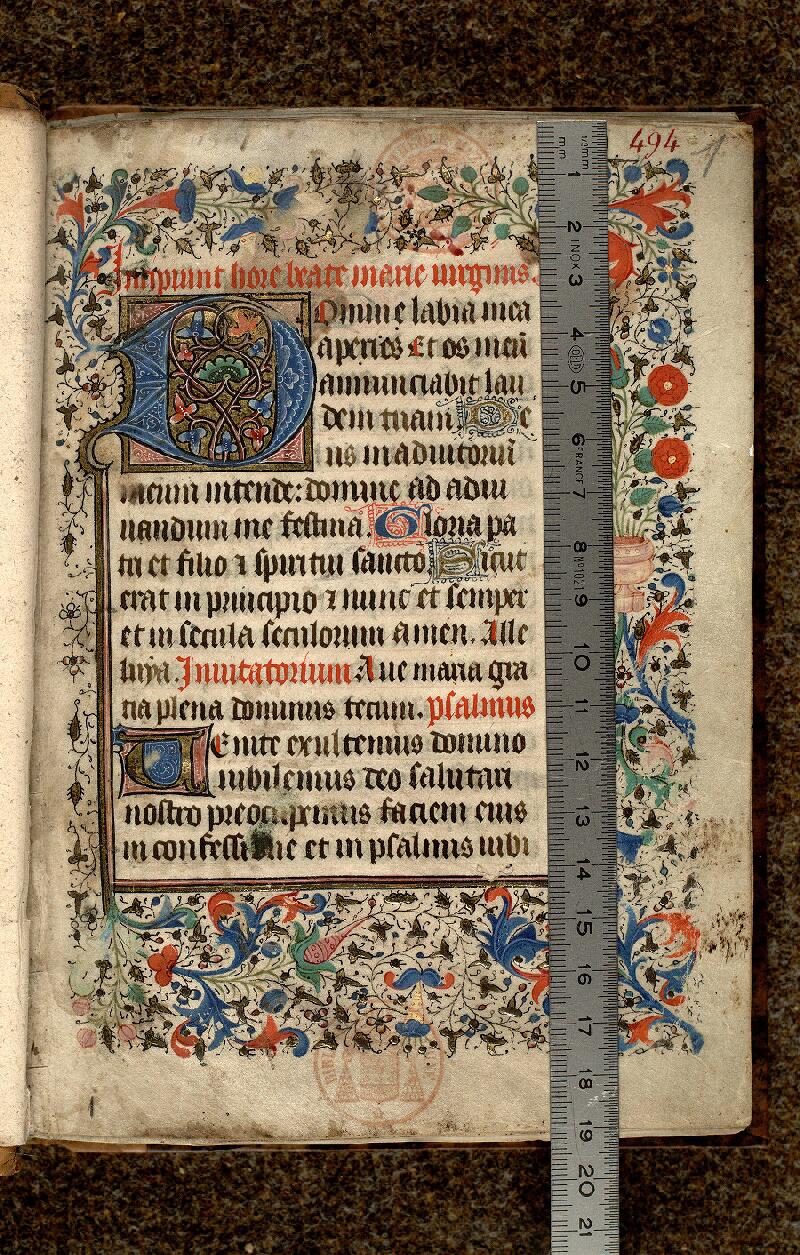 Paris, Bibl. Mazarine, ms. 0494, f. 001 - vue 1