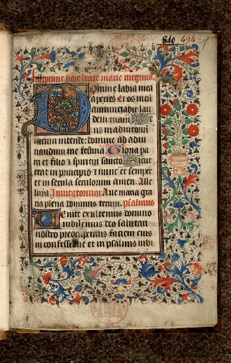 Paris, Bibl. Mazarine, ms. 0494, f. 001 - vue 2