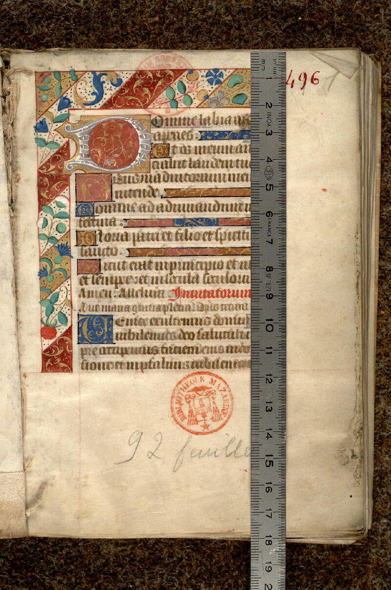 Paris, Bibl. Mazarine, ms. 0496, f. 001 - vue 1