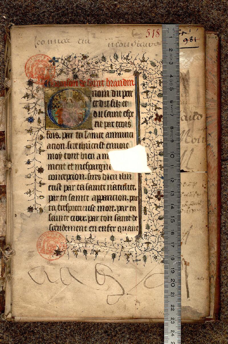Paris, Bibl. Mazarine, ms. 0518, f. 001 - vue 1