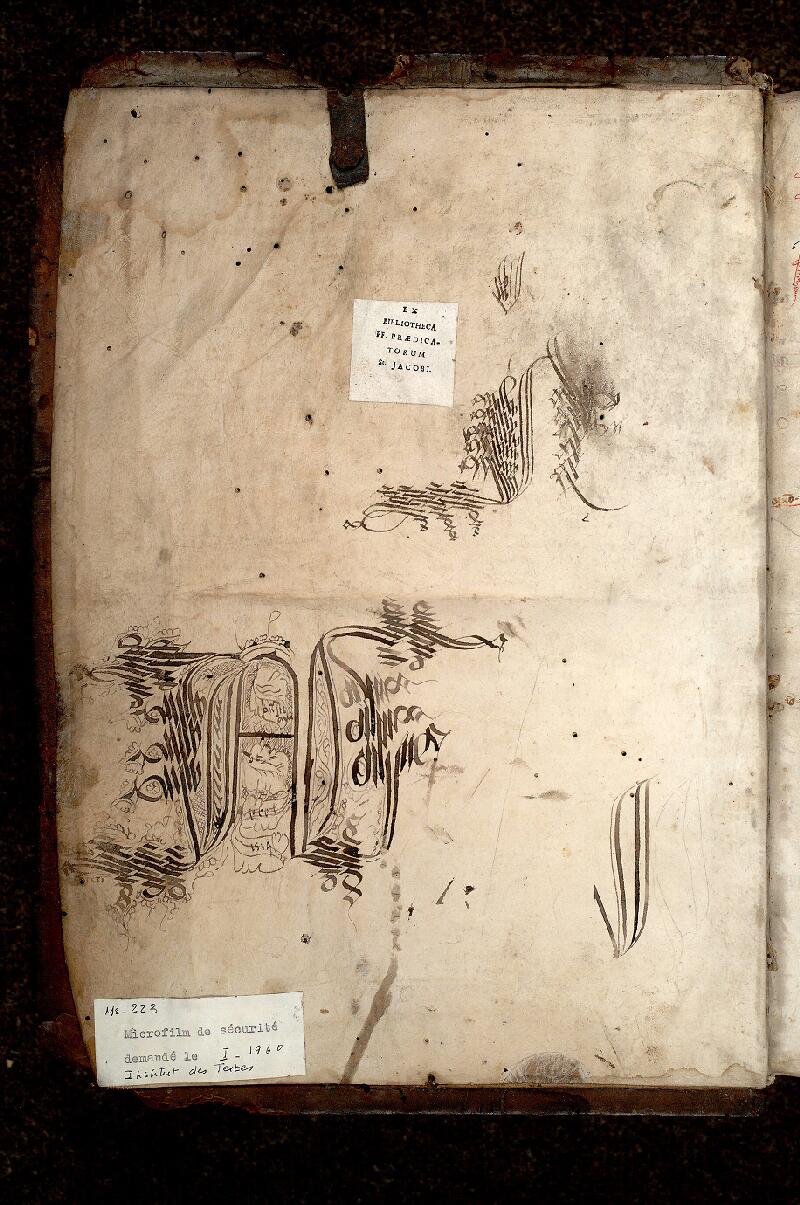 Paris, Bibl. Mazarine, ms. 0223, contre-plat sup. - vue 1