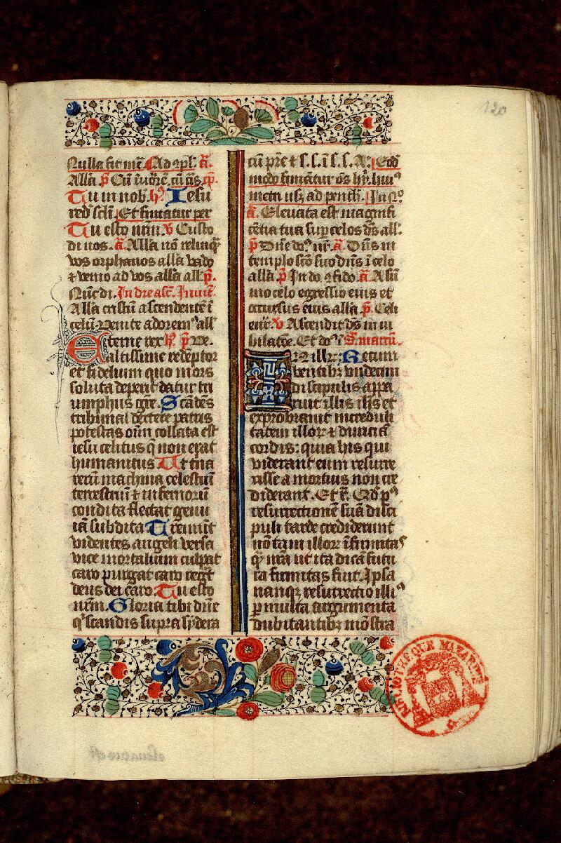 Paris, Bibl. Mazarine, ms. 0350, f. 120