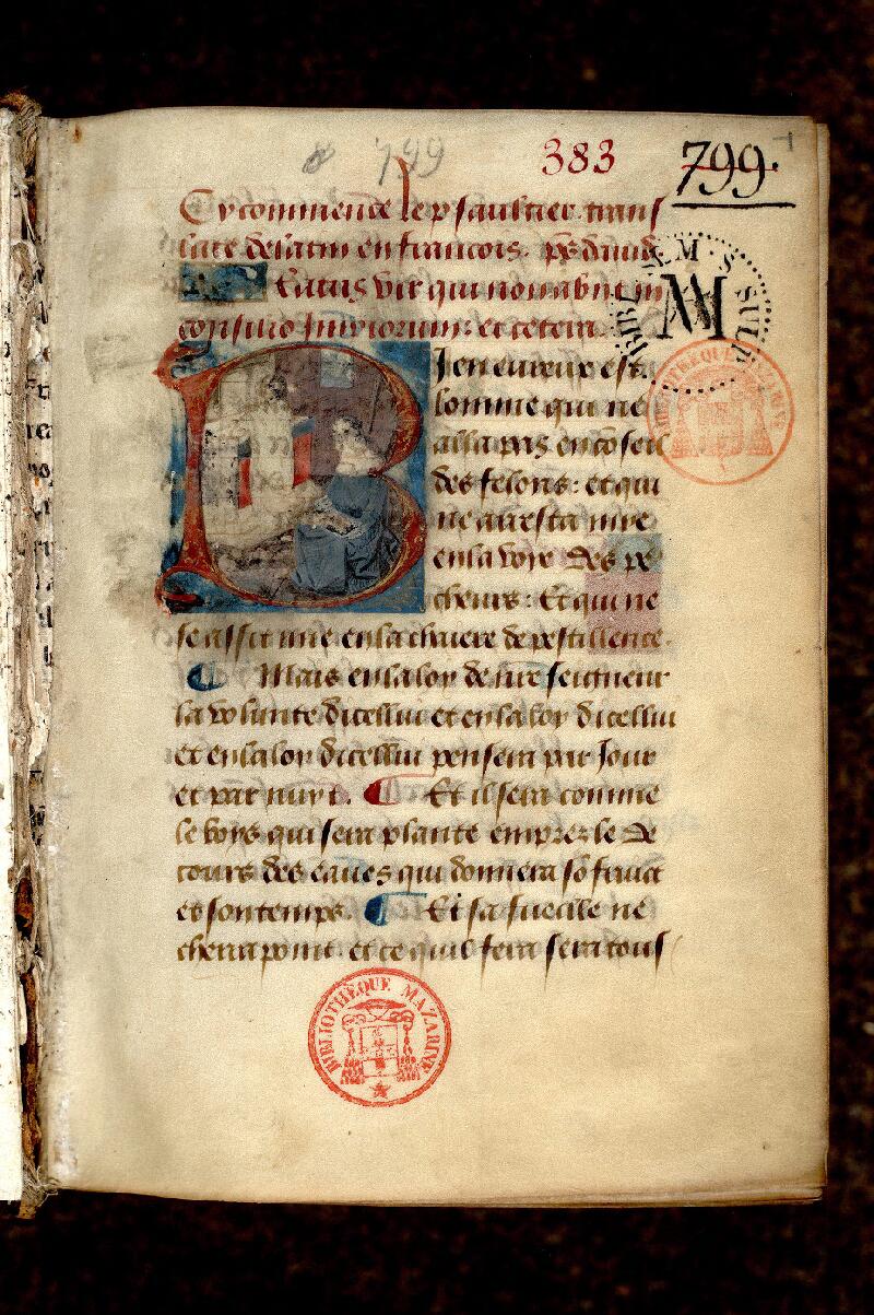 Paris, Bibl. Mazarine, ms. 0383, f. 001 - vue 2
