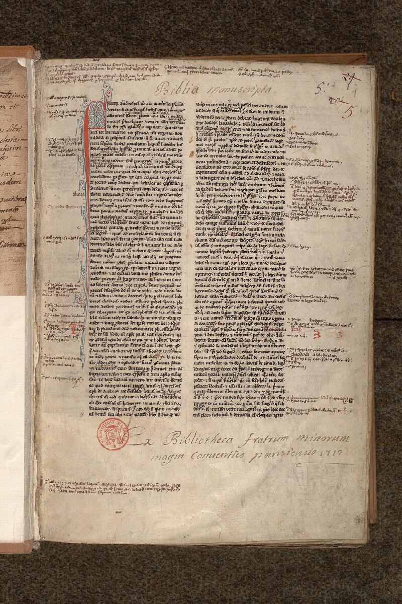 Paris, Bibl. Mazarine, ms. 0005, f. 001 - vue 2