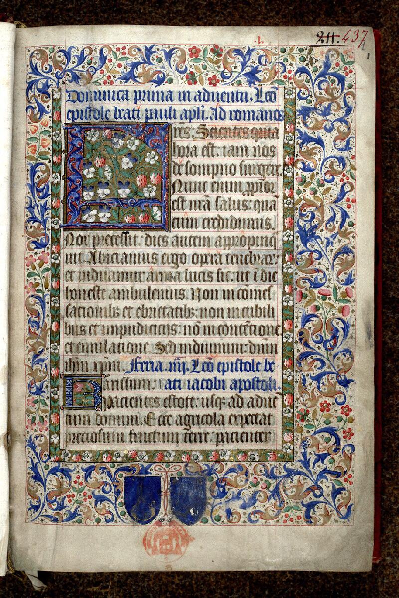 Paris, Bibl. Mazarine, ms. 0437, f. 001 - vue 2