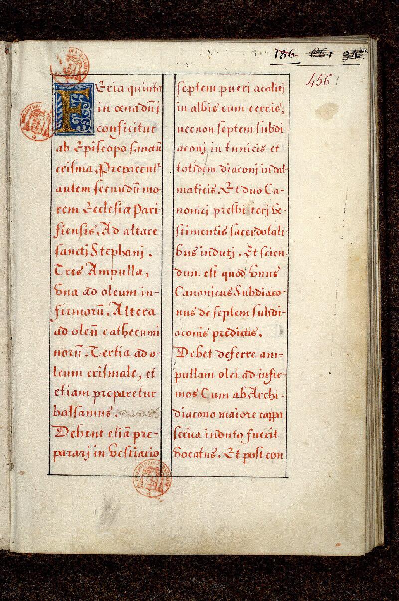 Paris, Bibl. Mazarine, ms. 0456, f. 001 - vue 2