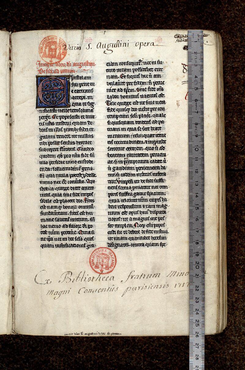 Paris, Bibl. Mazarine, ms. 0631, f. 001 - vue 1