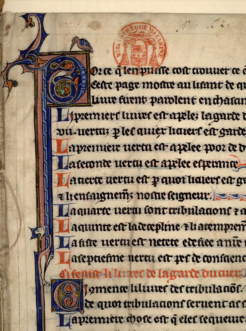 Paris, Bibl. Mazarine, ms. 0788, f. 001 - vue 3