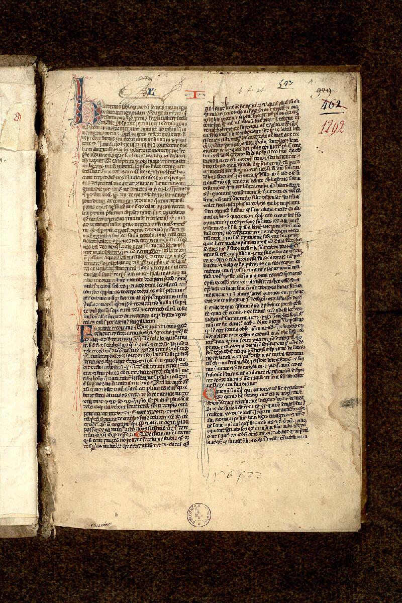 Paris, Bibl. Mazarine, ms. 1292, f. 001 - vue 2