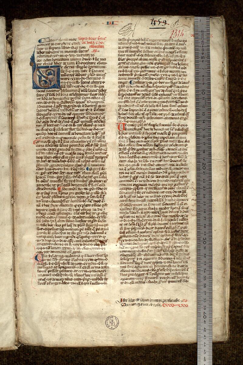 Paris, Bibl. Mazarine, ms. 1314, f. 001 - vue 1