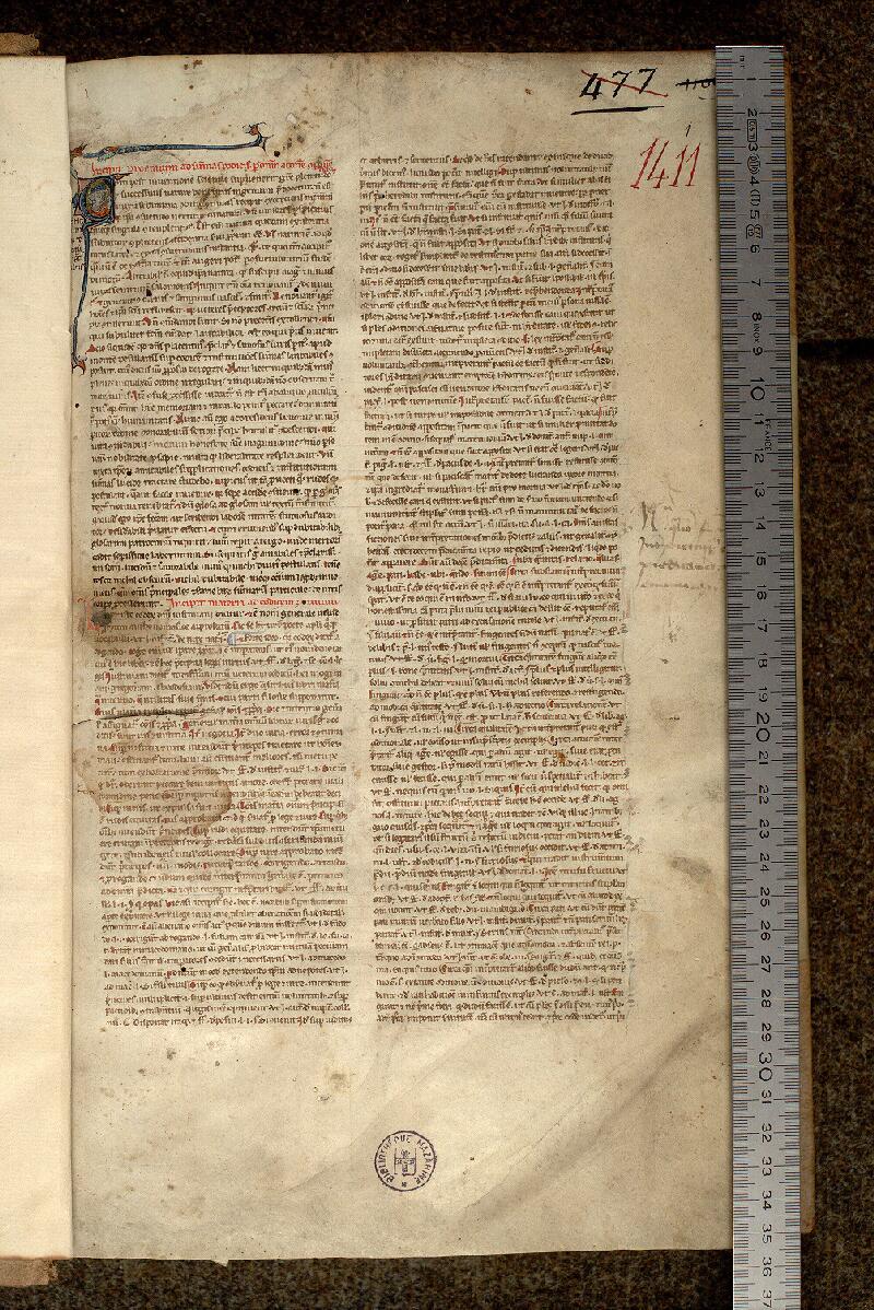Paris, Bibl. Mazarine, ms. 1411, f. 001 - vue 1