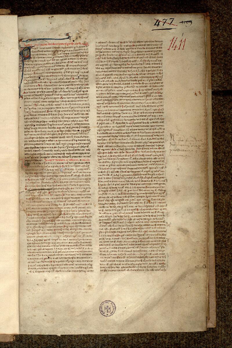 Paris, Bibl. Mazarine, ms. 1411, f. 001 - vue 2