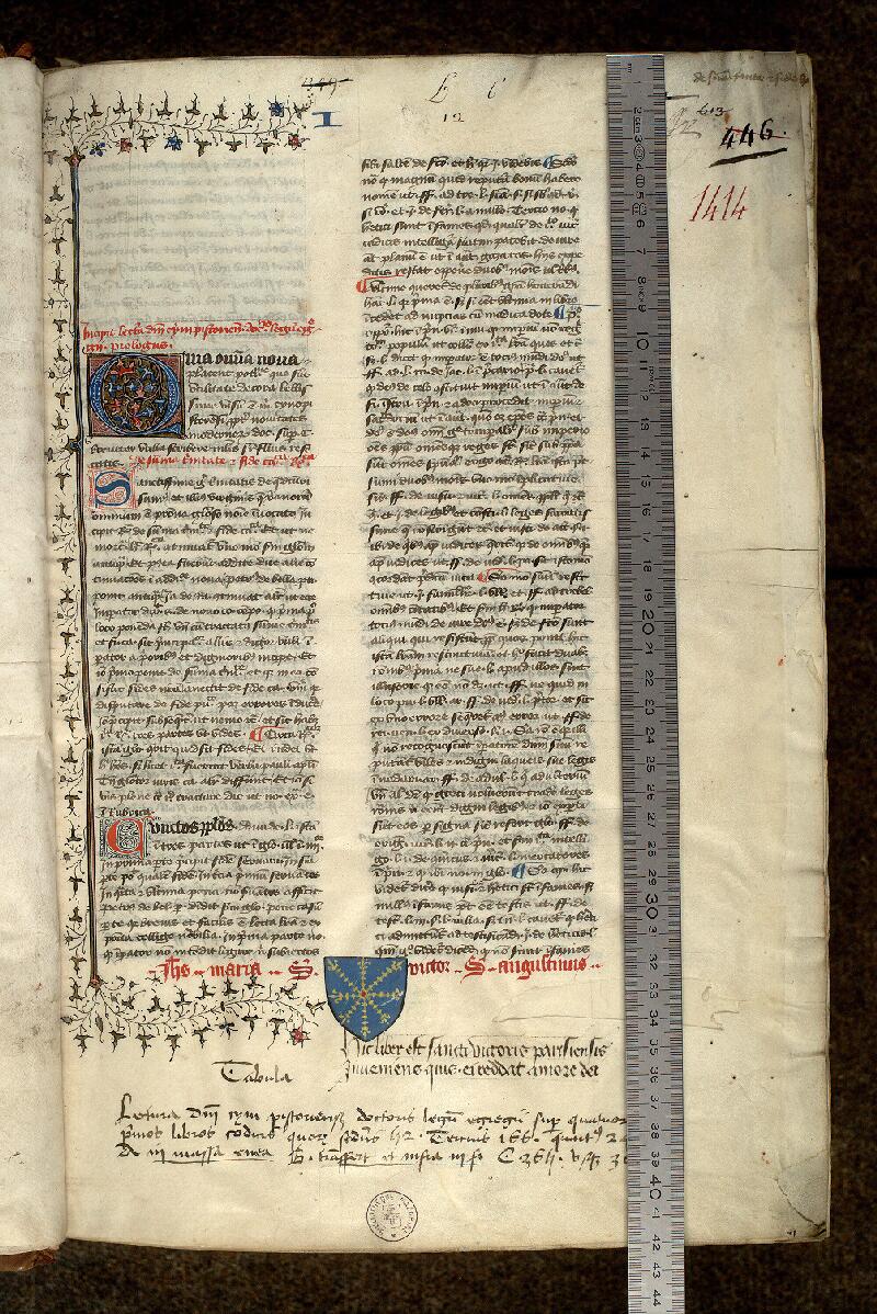 Paris, Bibl. Mazarine, ms. 1414, f. 001 - vue 1