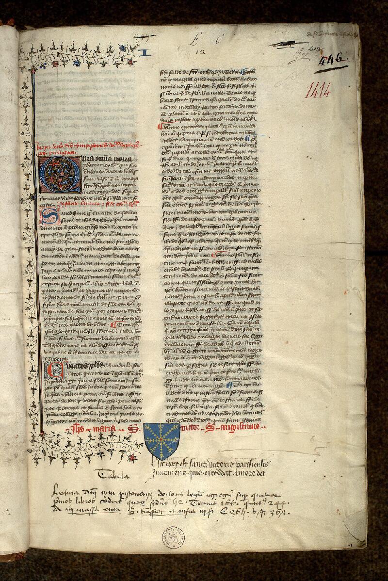 Paris, Bibl. Mazarine, ms. 1414, f. 001 - vue 2