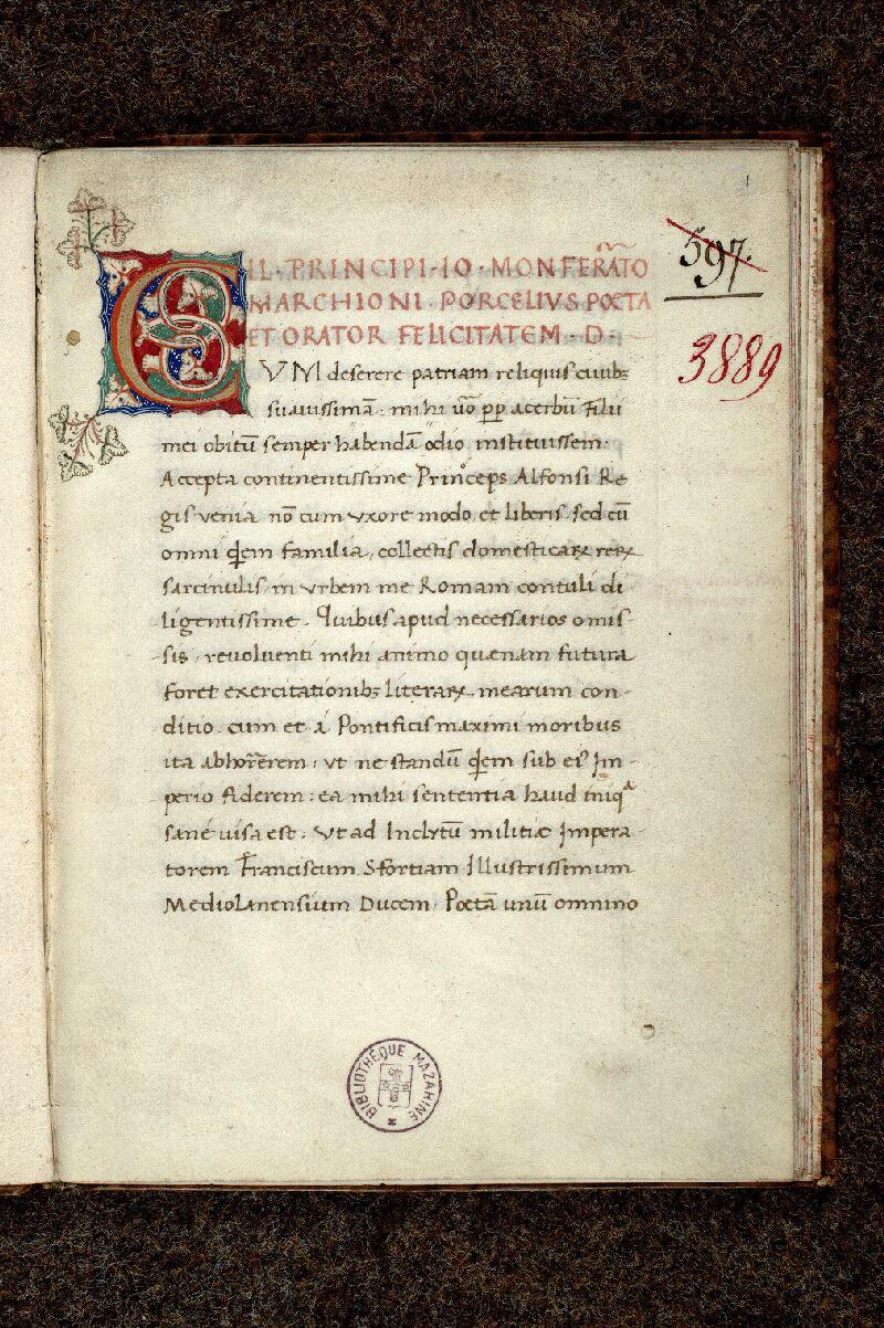 Paris, Bibl. Mazarine, ms. 3889, f. 001 - vue 2