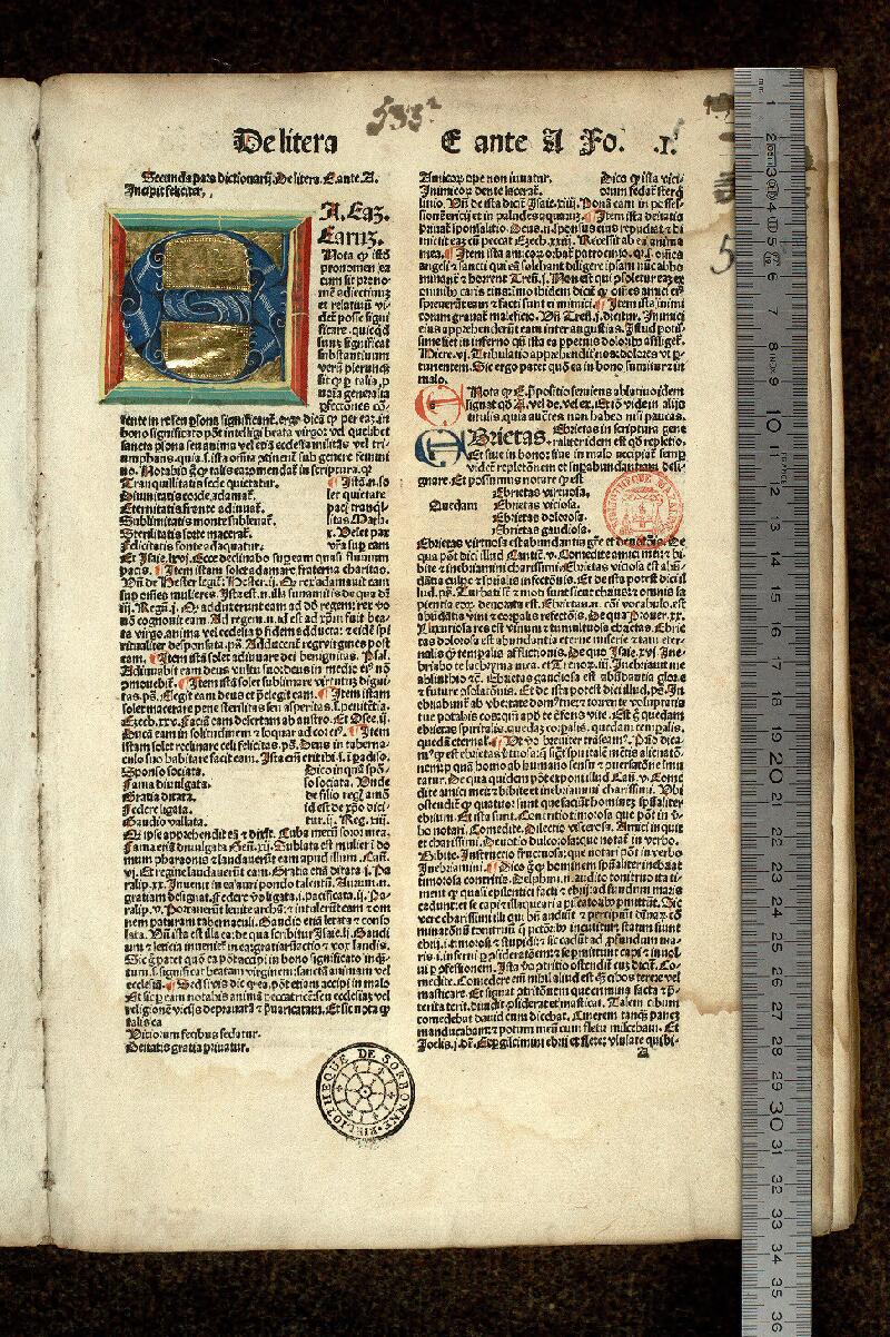 Paris, Bibl. Mazarine, inc. 0555, t. II, f. 001 - vue 1