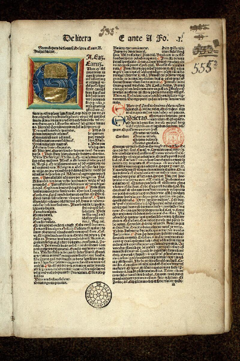 Paris, Bibl. Mazarine, inc. 0555, t. II, f. 001 - vue 2