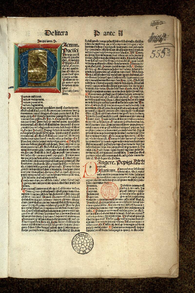 Paris, Bibl. Mazarine, inc. 0555, t. III, f. 001 - vue 2