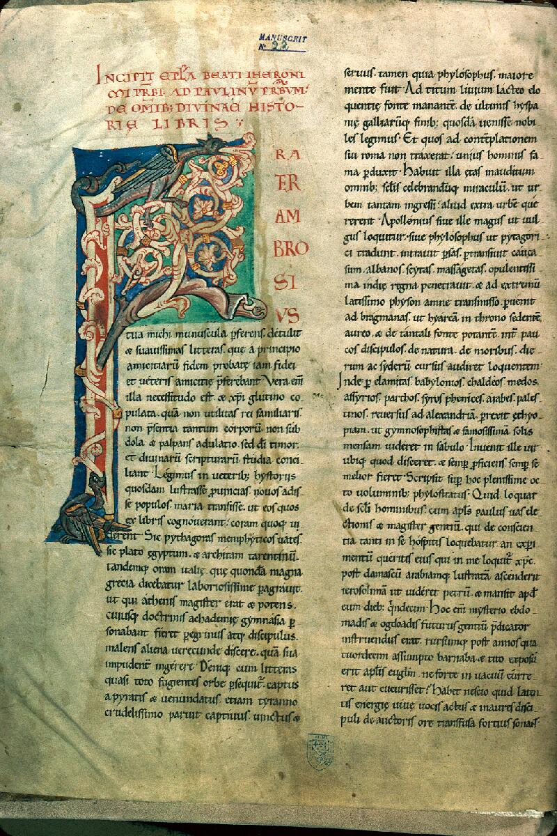 Reims, Bibl. mun., ms. 0022, f. 001v