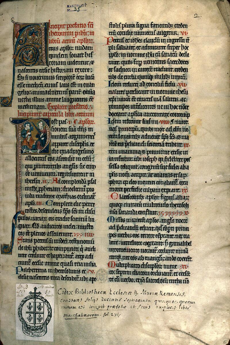 Reims, Bibl. mun., ms. 0035, f. 002 - vue 1