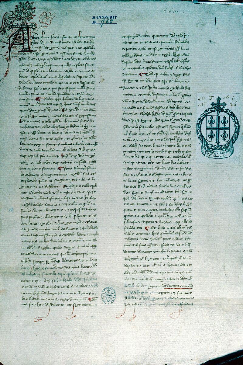 Reims, Bibl. mun., ms. 0766, f. 001 - vue 1