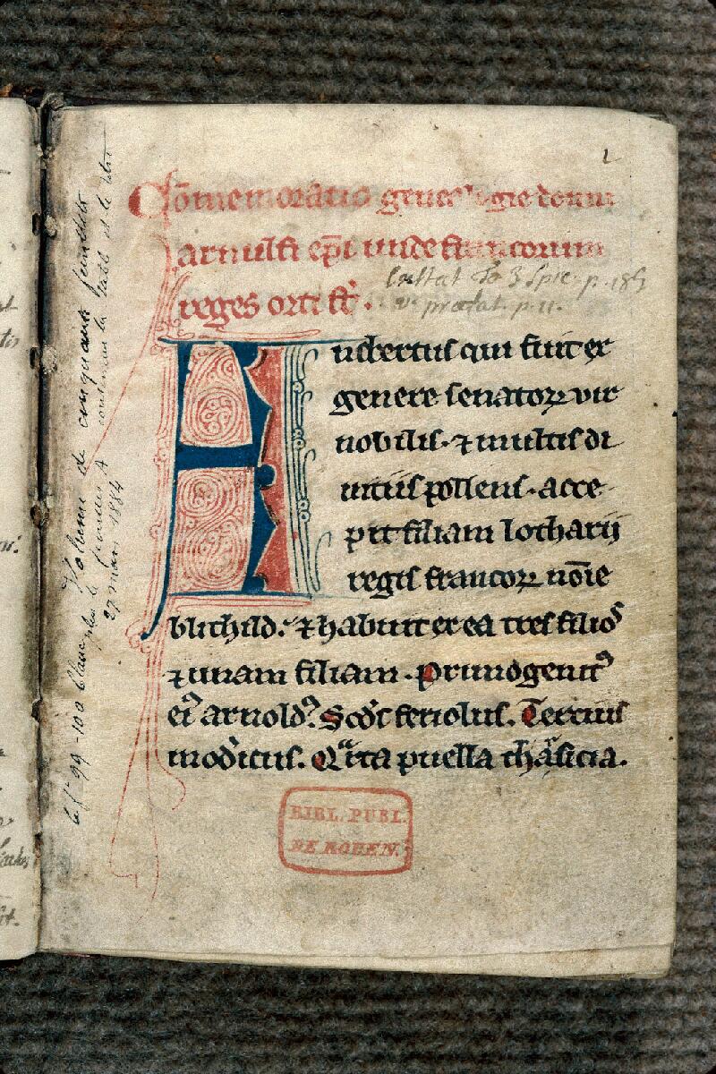 Rouen, Bibl. mun., ms. 1211, p. 001 - vue 2