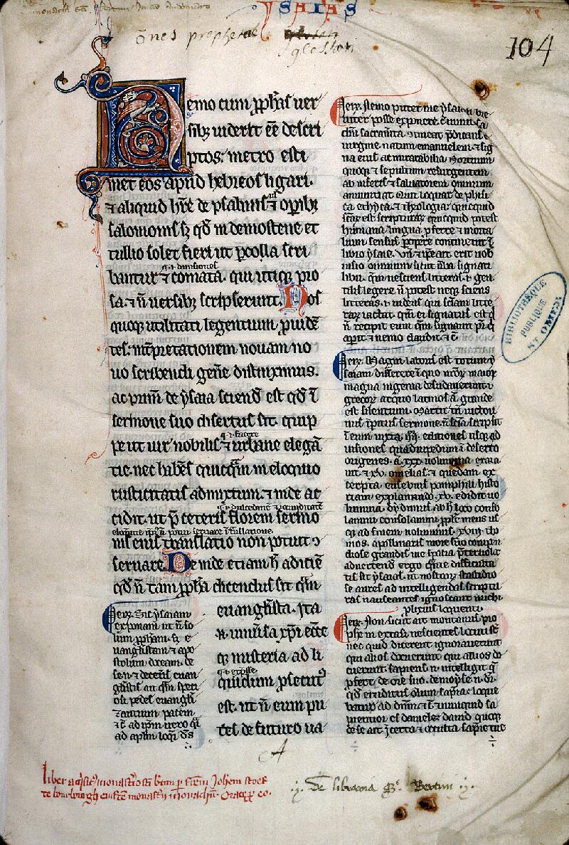 Saint-Omer, Bibl. mun., ms. 0014, f. 001 - vue 1