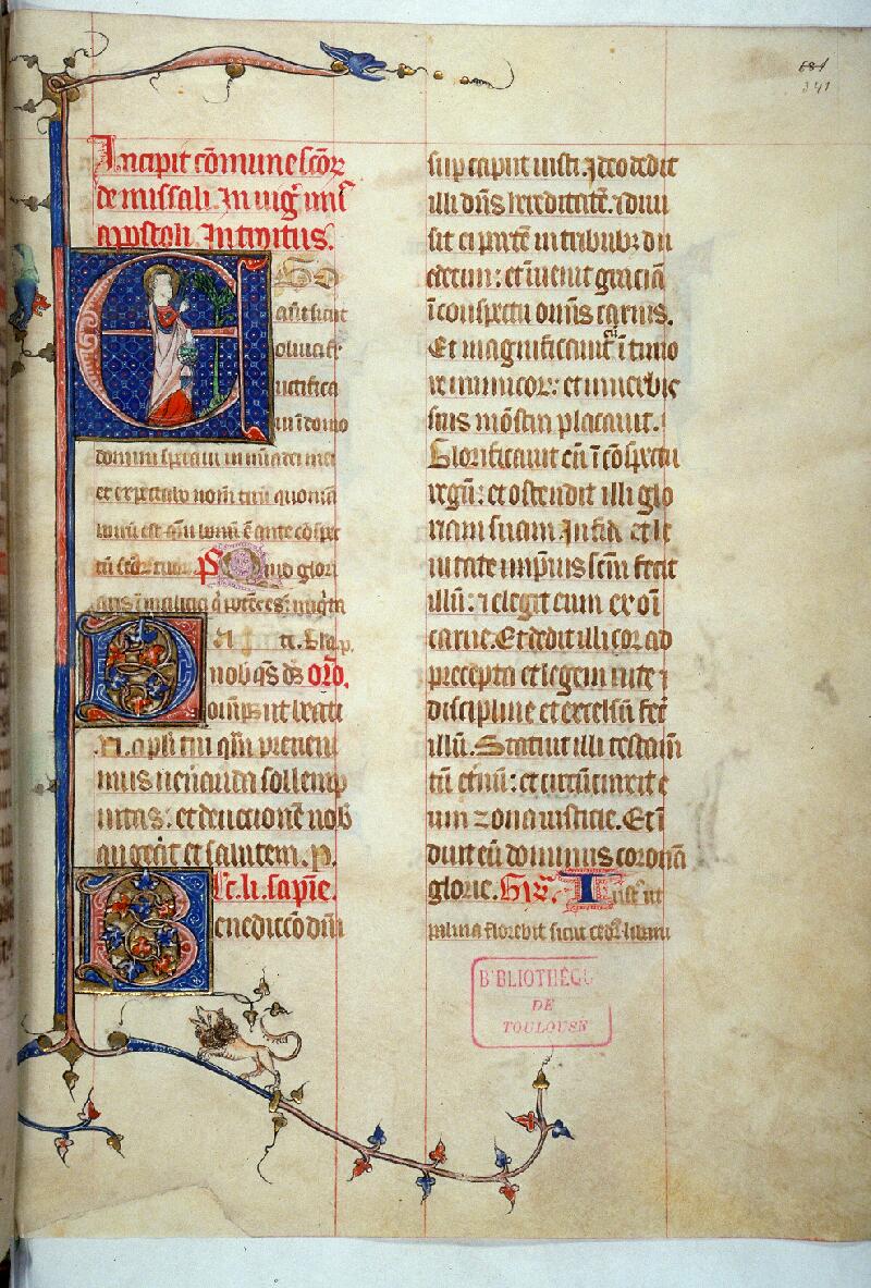 Toulouse, Bibl. mun., ms. 0090, f. 341 - vue 1