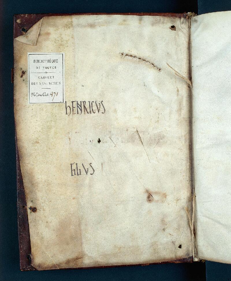 Troyes, Bibl. mun., ms. 0871, contre-plat sup.