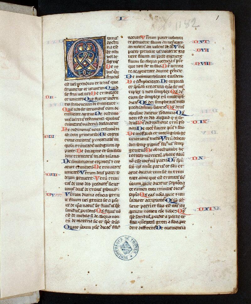 Troyes, Bibl. mun., ms. 1182, f. 001 - vue 1