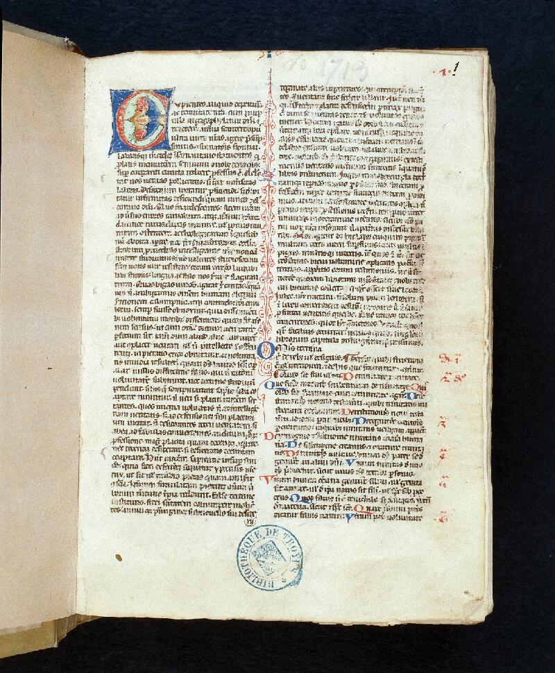 Troyes, Bibl. mun., ms. 1713, f. 001