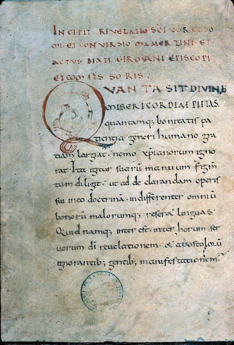 Troyes, Bibl. mun., ms. 1085, f. 001v