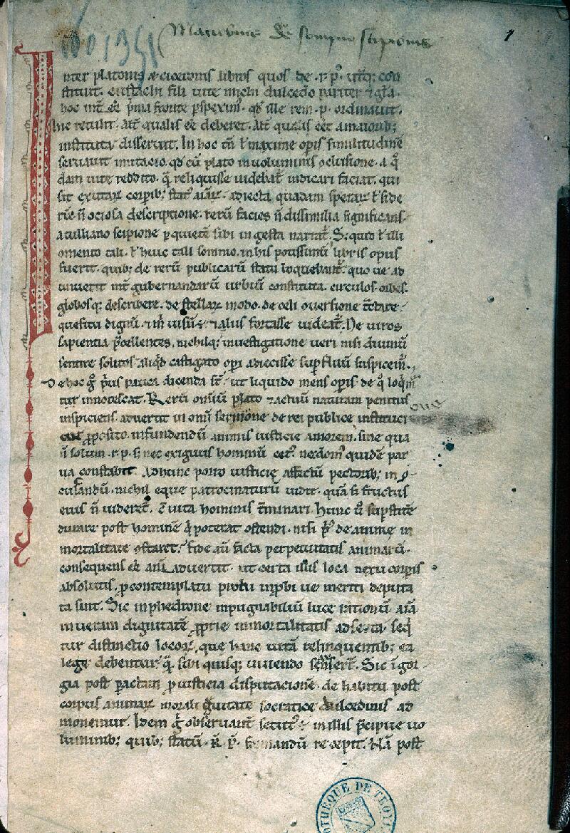 Troyes, Bibl. mun., ms. 1351, f. 001