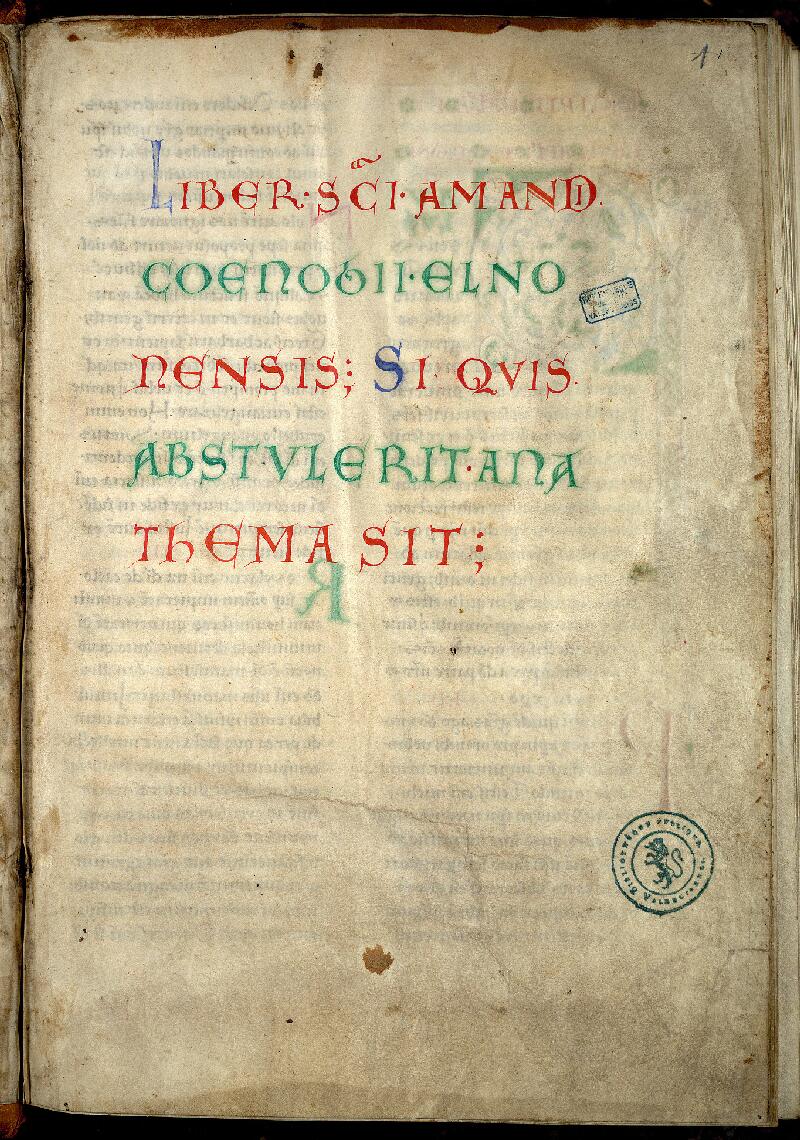 Valenciennes, Bibl. mun., ms. 0089, f. 001