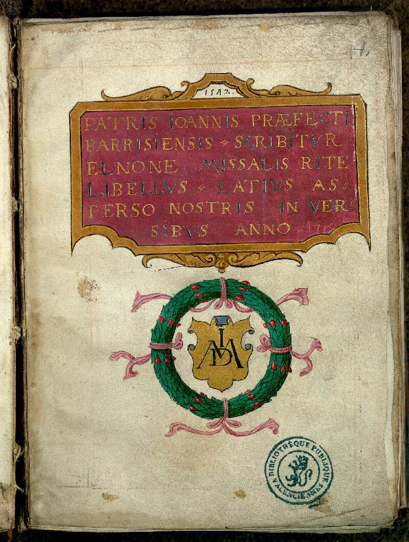 Valenciennes, Bibl. mun., ms. 0119, f. 001 - vue 2