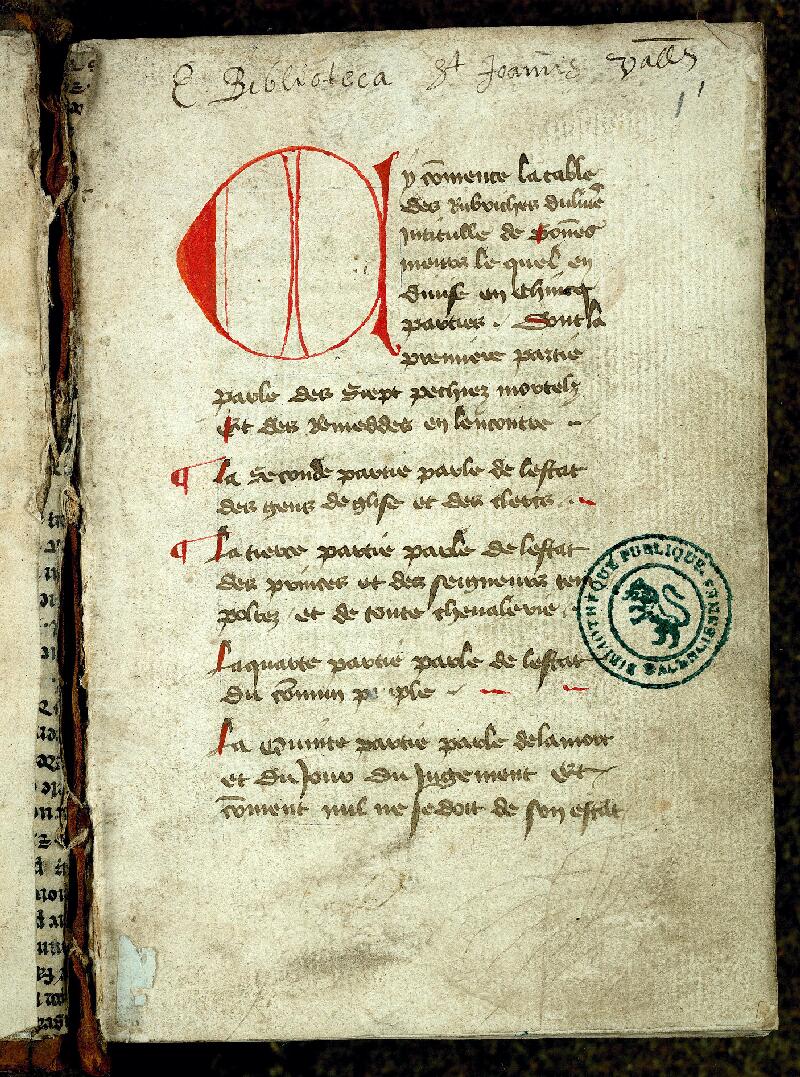 Valenciennes, Bibl. mun., ms. 0299, f. 001 - vue 2