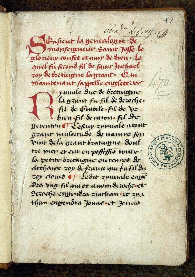 Valenciennes, Bibl. mun., ms. 0511, f. 001 - vue 2