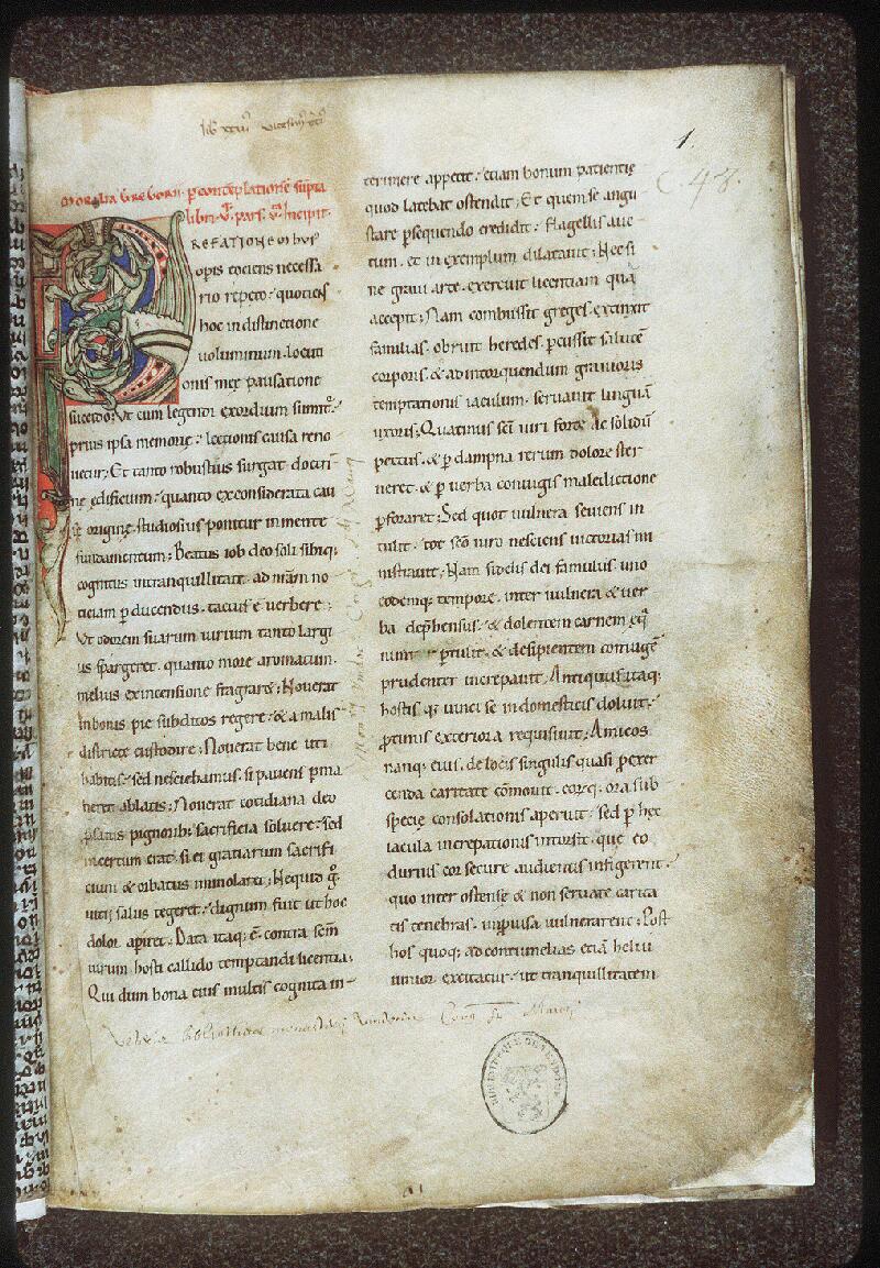 Vendôme, Bibl. mun., ms. 0048, f. 001 - vue 2
