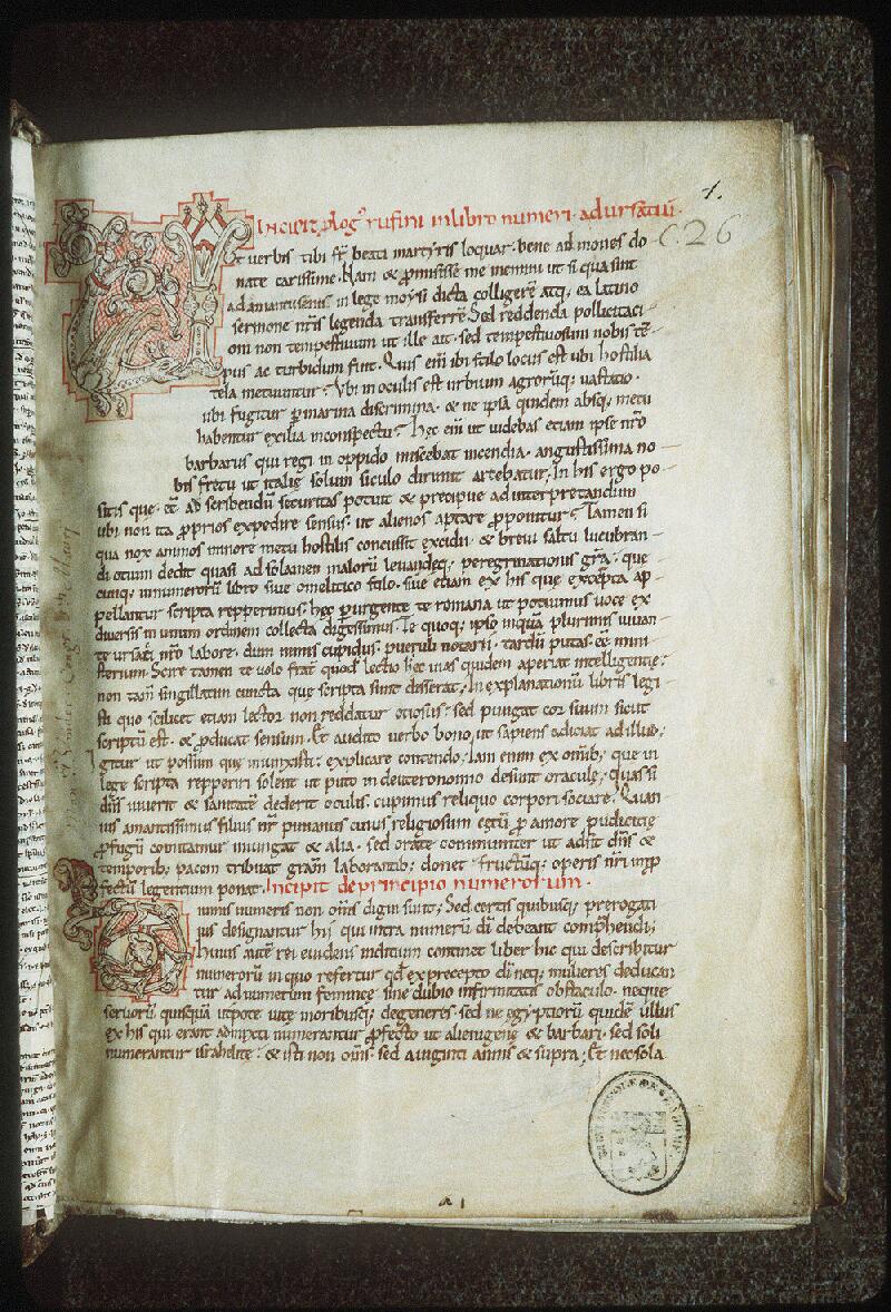 Vendôme, Bibl. mun., ms. 0026, f. 001 - vue 2
