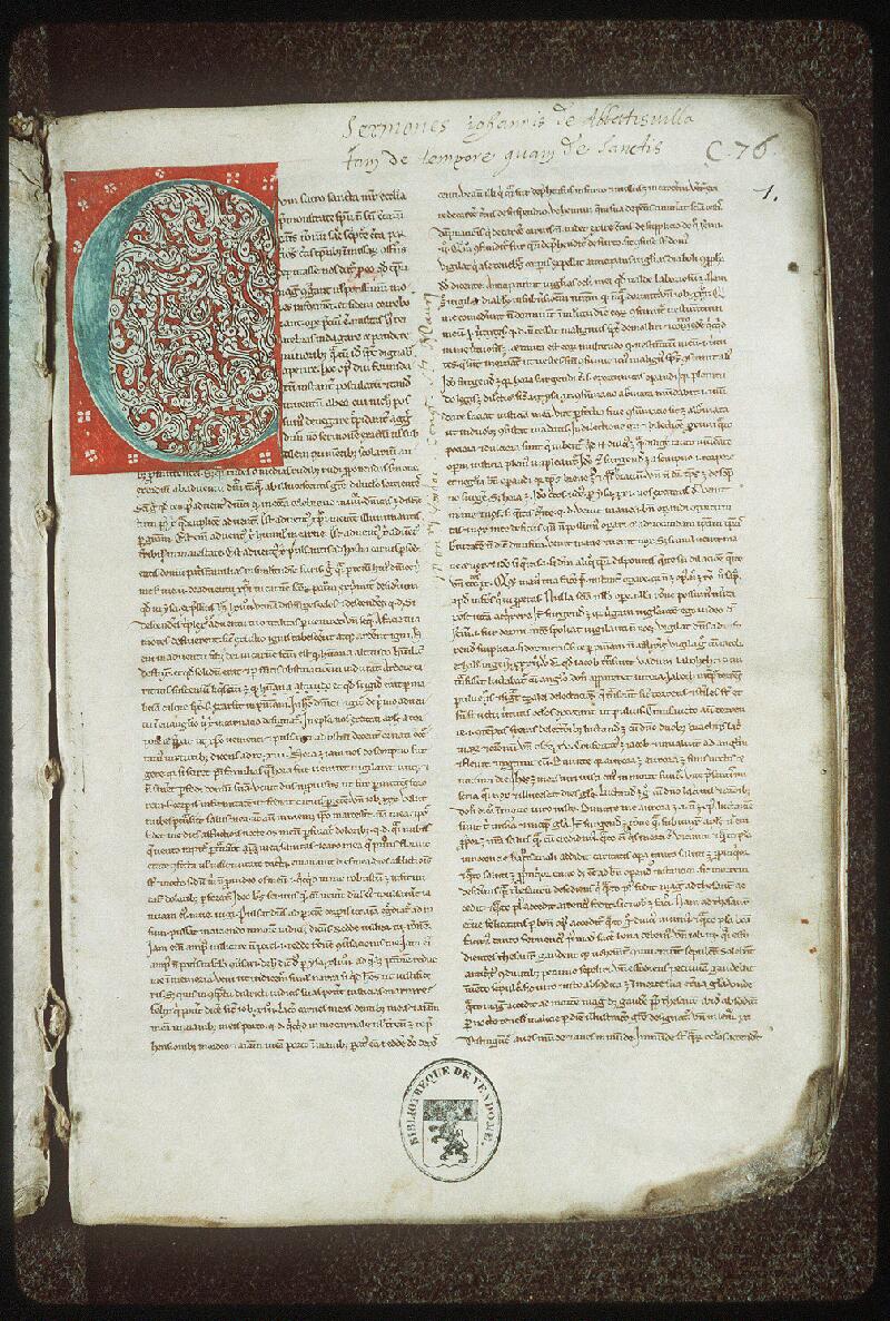 Vendôme, Bibl. mun., ms. 0076, f. 001 - vue 2