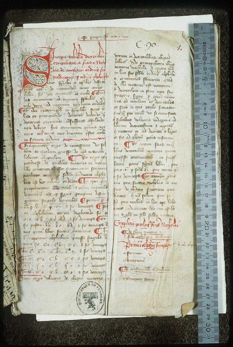 Vendôme, Bibl. mun., ms. 0090, f. 001 - vue 1