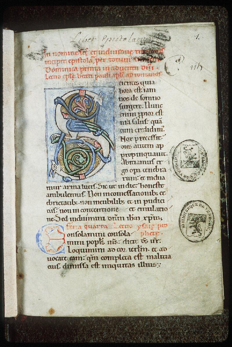Vendôme, Bibl. mun., ms. 0115, f. 001 - vue 2