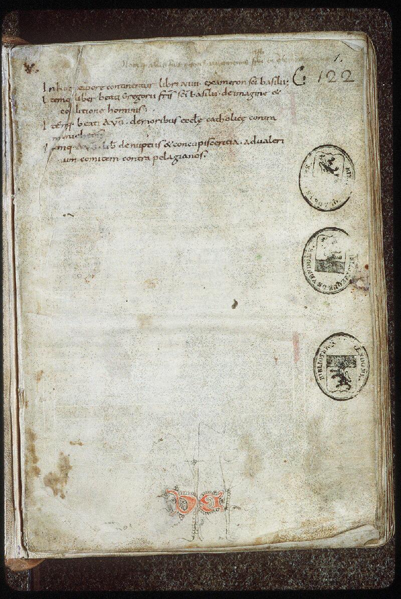 Vendôme, Bibl. mun., ms. 0122, f. 001 - vue 2
