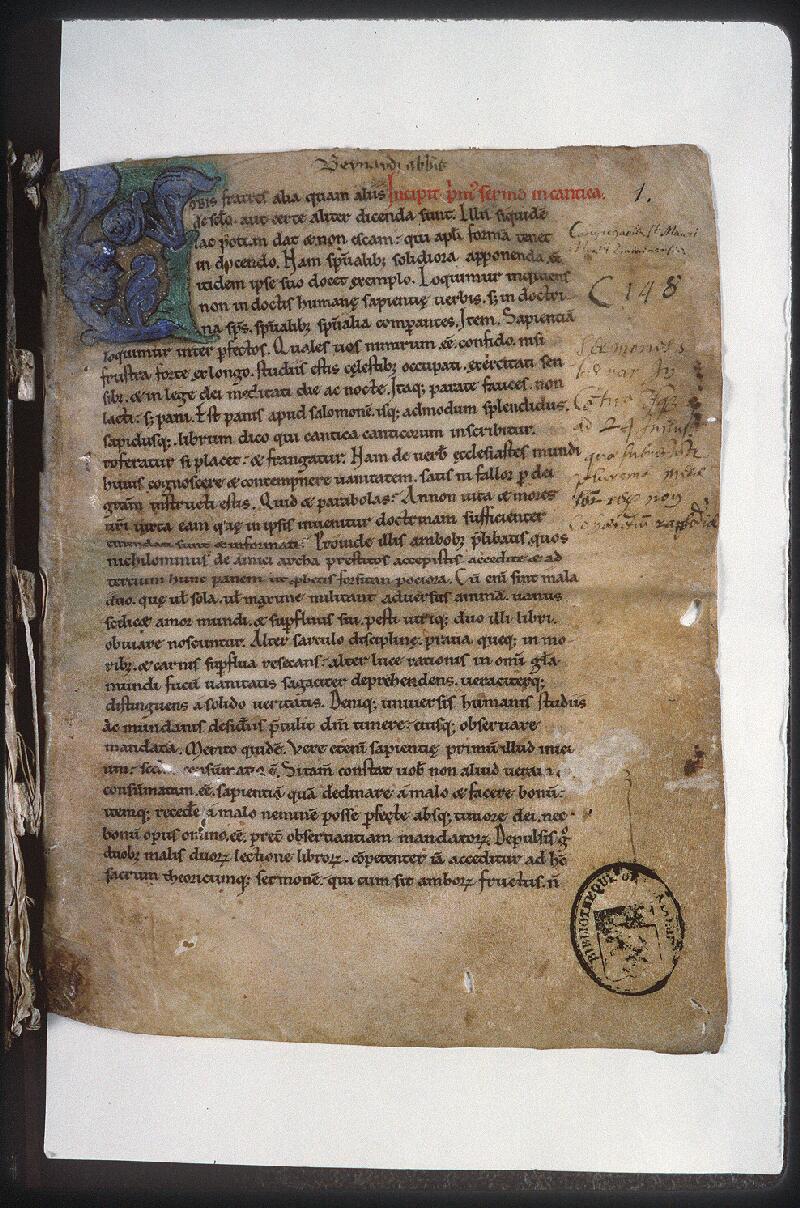 Vendôme, Bibl. mun., ms. 0148, f. 001 - vue 2