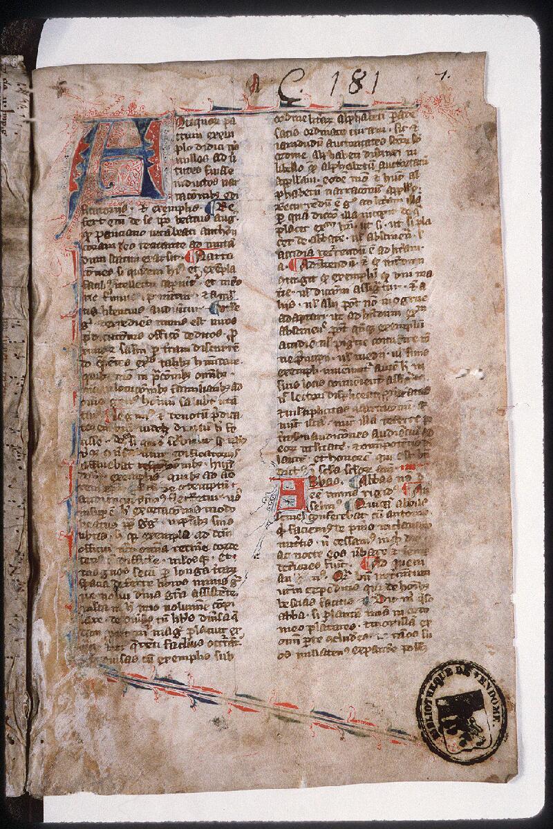 Vendôme, Bibl. mun., ms. 0181, f. 001 - vue 2
