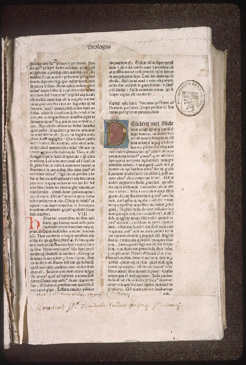 Vendôme, Bibl. mun., rés. A 009, f. 001 - vue 2
